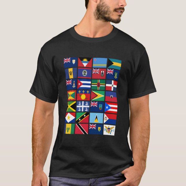Caribbean Flags Unity Pride Geography T-Shirt (Vorderseite)