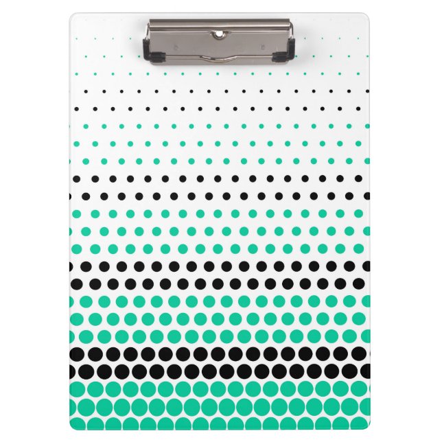 Caribbean Green und Black Polka Dot Klemmbrett (Vorderseite)
