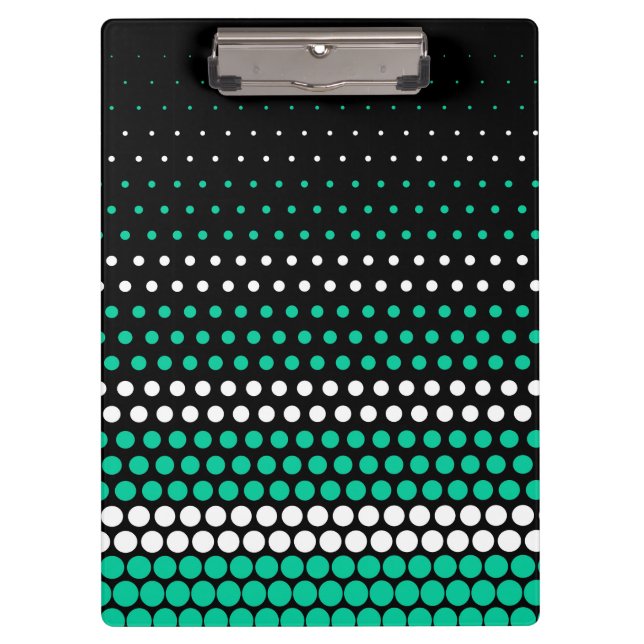 Caribbean Green und White Polka Dot Klemmbrett (Vorderseite)