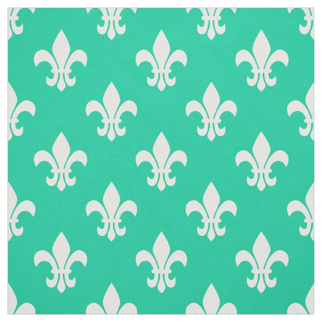 Caribbean Green, White Lilie Pattern Stoff (Muster)