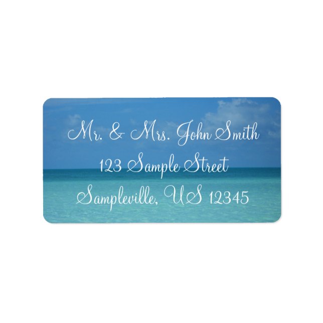 Caribbean Horizon Tropical Turquoise Blue Adressaufkleber (Vorne)