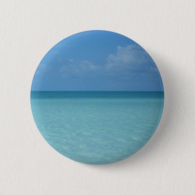 Caribbean Horizon Tropical Turquoise Blue Button (Vorderseite)