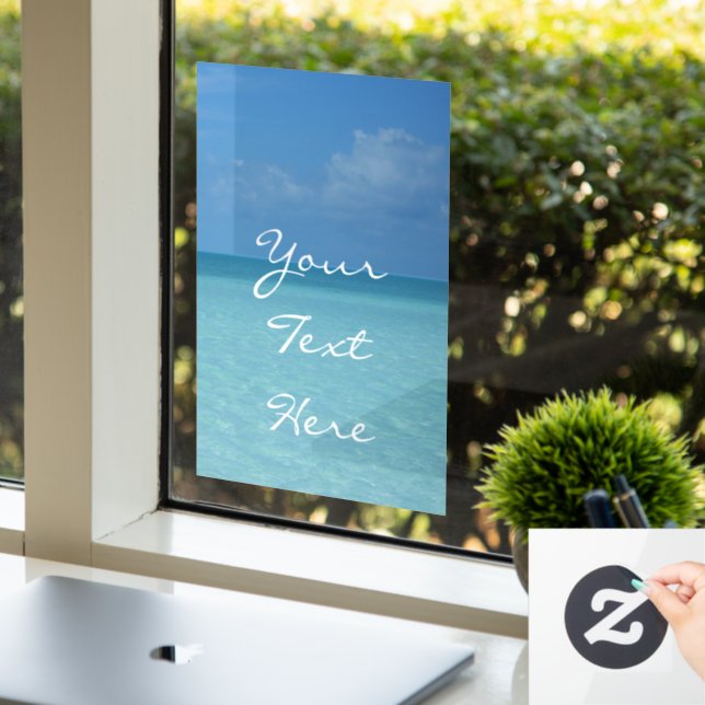 Caribbean Horizon Tropical Turquoise Blue Fensteraufkleber (Büro)