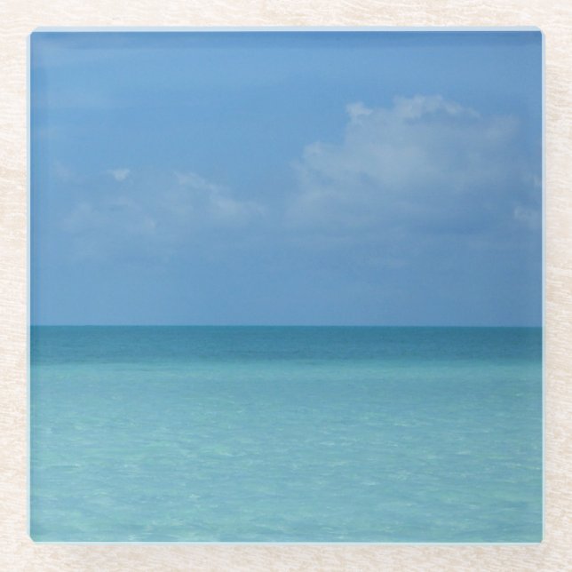 Caribbean Horizon Tropical Turquoise Blue Glasuntersetzer (Vorderseite)
