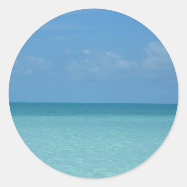 Caribbean Horizon Tropical Turquoise Blue Runder Aufkleber (Vorderseite)