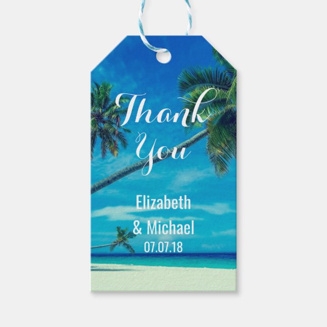 Caribbean Island Tropical Beach - Danke für Hochze Geschenkanhänger (Vorderseite)