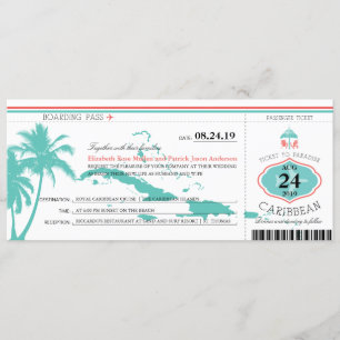 Caribbean Islands Boarding Pass Hochzeit Einladung