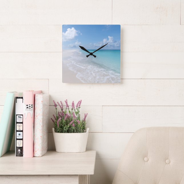 Caribbean Isle Dream 1 Quadratische Wanduhr (Lesesaal)