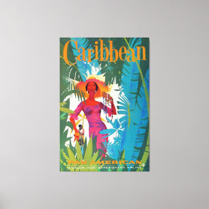 Caribbean Jungle Bright Vintage Travel Poster Leinwanddruck