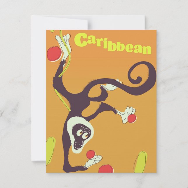 Caribbean Monkey Vintage Reiseplakat (Vorderseite)