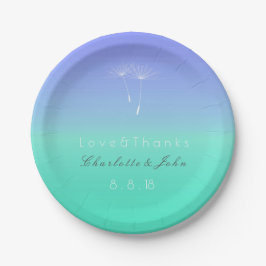 Caribbean Ocean Blue Pastel Ombre Paper Plate Pappteller