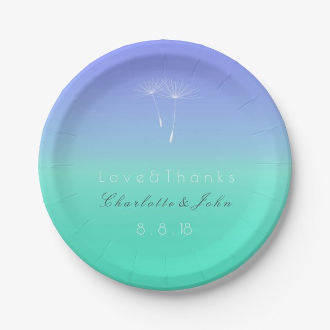 Caribbean Ocean Blue Pastel Ombre Paper Plate Pappteller (Vorderseite)