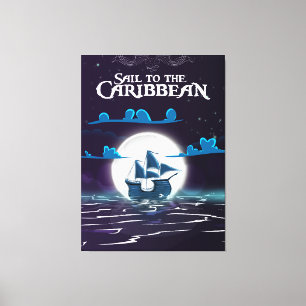Caribbean Pirate Cartoon Travel Print. Leinwanddruck