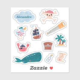 Caribbean Pirates Island Ocean Whale Boys Aufkleber