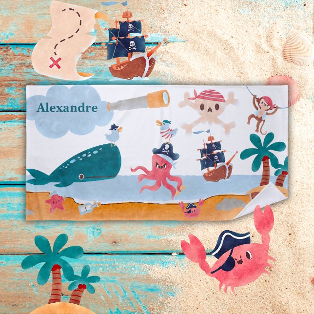 Caribbean Pirates Island Ocean Whale Boys Strandtuch (Von Creator hochgeladen)