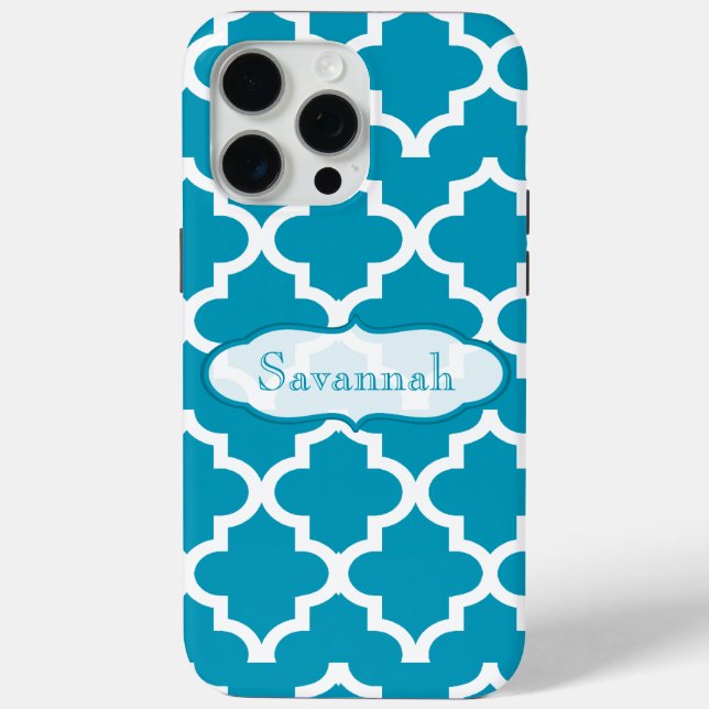 Caribbean Sky Blue Marokkanisches Personalisiertes Case-Mate iPhone Hülle (Rückseite)