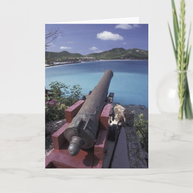 CARIBBEAN, St. Barts, Connon in die Bucht von Karte (Vorderseite)