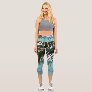 Caribbean Sunrise Ocean Palm 1 Capri Leggings