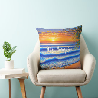 Caribbean Sunset mit Personalisiertem Namen Kissen