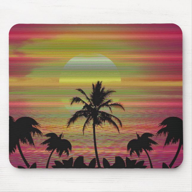 Caribbean Sunset Vaporwave Ästhetische Retro 80er  Mousepad (Vorne)
