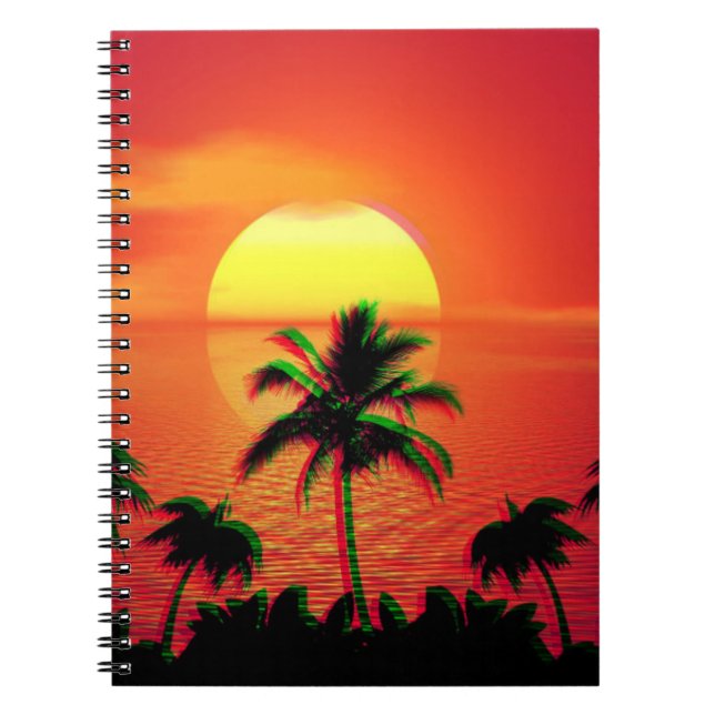 Caribbean Sunset Vaporwave Ästhetische Retro 80er  Notizblock (Vorderseite)