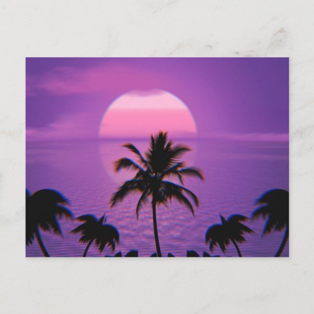 Caribbean Sunset Vaporwave Ästhetische Retro 80er  Postkarte (Vorderseite)