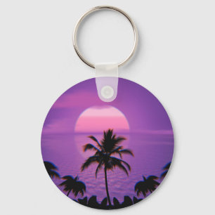 Caribbean Sunset Vaporwave Ästhetische Retro 80er  Schlüsselanhänger