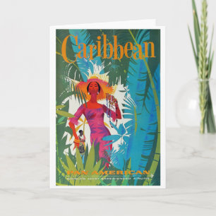 Caribbean Vintage Travel Poster Karte
