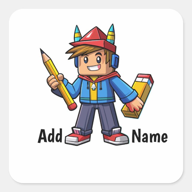 Caricatura de escuella colorida quadratischer aufkleber (Vorderseite)