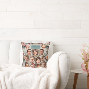 Caricature Family Portrait mit Blume & Gold Kissen