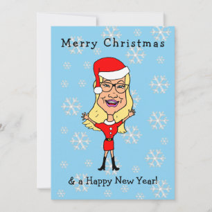 Caricature Santa Girl Blonde Frohe Weihnachten