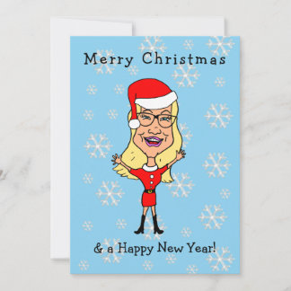 Caricature Santa Girl Blonde Frohe Weihnachten
