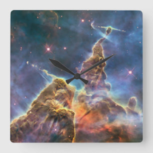 Carina-Nebel vom Hubble-Weltraumteleskop Quadratische Wanduhr