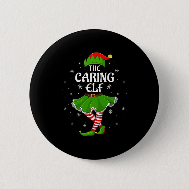 Caring Elf Christmas Family Girls Women Elf Squad  Button (Vorderseite)