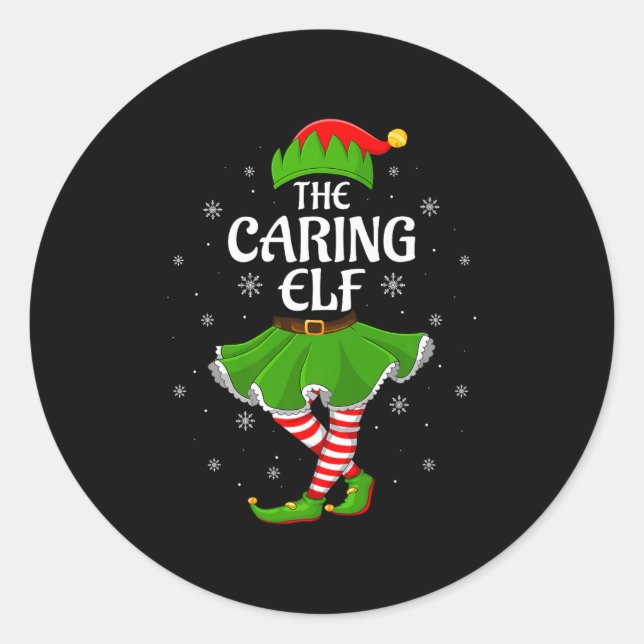 Caring Elf Christmas Family Girls Women Elf Squad  Runder Aufkleber (Vorderseite)