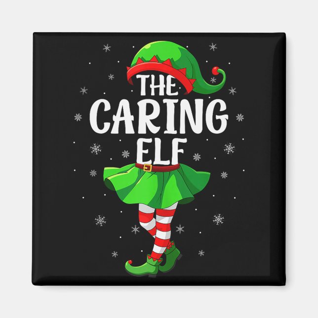 Caring Elf Christmas Girls Women Elf Squad Xmas Fa Magnet (Vorne)