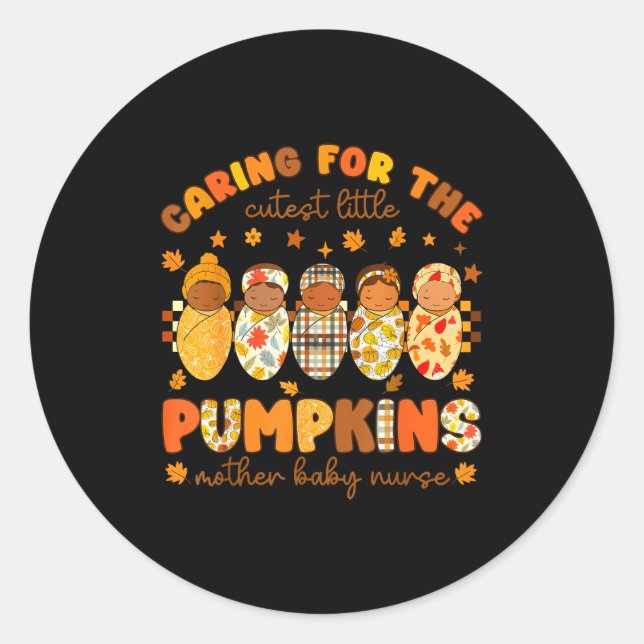 Caring For The Cutest Little Pumpkins Mother Baby  Runder Aufkleber (Vorderseite)