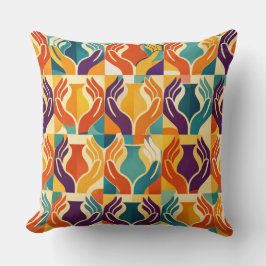 Caring Hands Mid-Century Modern Design Kissen