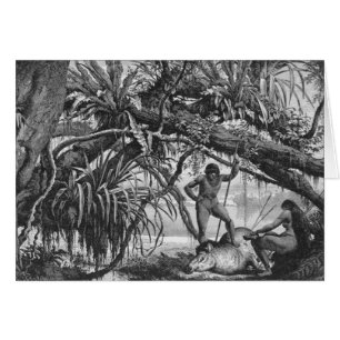 Caripuna amerikanischer Ureinwohner mit Tapir