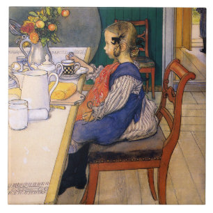 Carl Larsson A Late Riser's Miserable Breakfast Fliese
