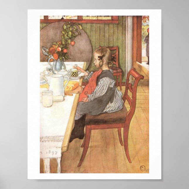 Carl Larsson A Late Riser's Miserable Breakfast Poster (Vorne)