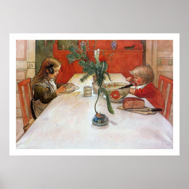 Carl Larsson Abend Meal Fine Art Print Poster (Vorne)