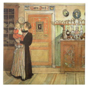 Carl Larsson-Aquarell-Familien-Malerei-Fliese Fliese