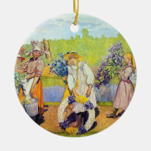Carl Larsson bläst außerhalb des Sommers Keramikornament
