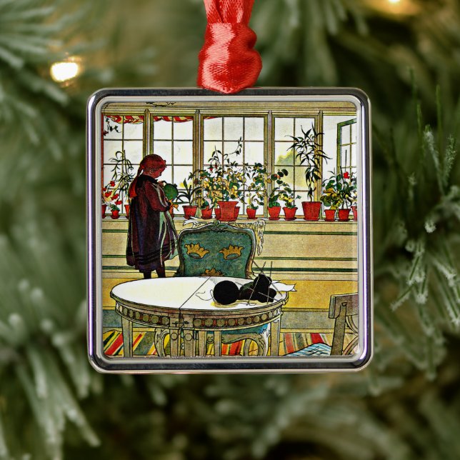 Carl Larsson - Blume auf einem Windows, Ornament Aus Metall (Baum)