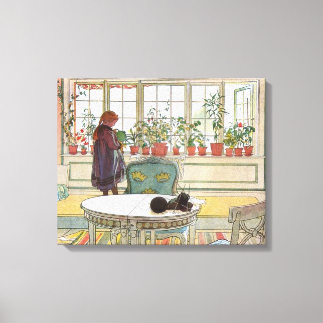 Carl Larsson - Blume über das Windows Leinwanddruck (Vorderseite)