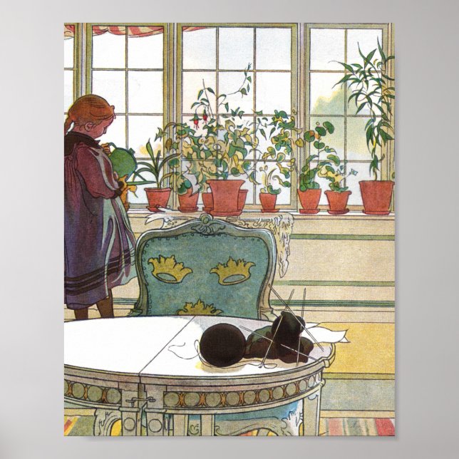 Carl Larsson - Blume über das Windows Poster (Vorne)