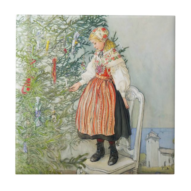 Carl Larsson Christmas Tree Fliese (Vorderseite)