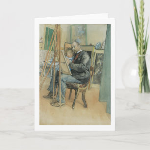 Carl Larsson, der mit seiner Tochter malt Karte