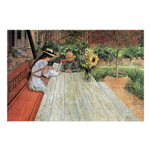 Carl Larsson - Die erste Lektion Poster